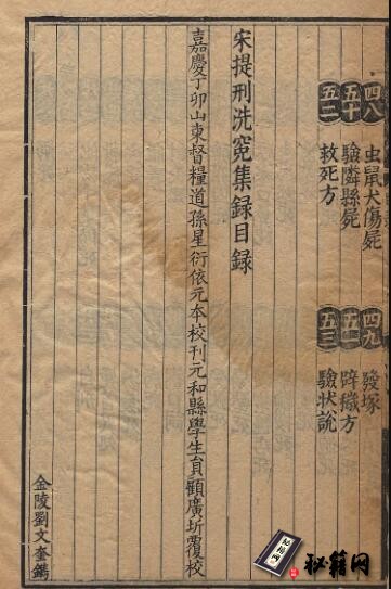 古籍.宋提刑洗冤集录.五卷.南宋.宋慈著.清嘉庆十二年兰陵孙星衍覆元椠本.顾广圻覆校